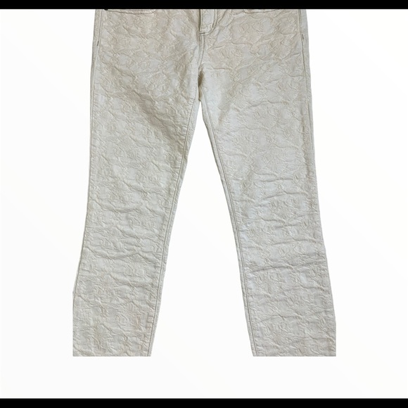 FREE PEOPLE Vintage Jacquard Lace Print Skinny Jeans With Pockets Ivory Size 28 - Picture 6 of 12